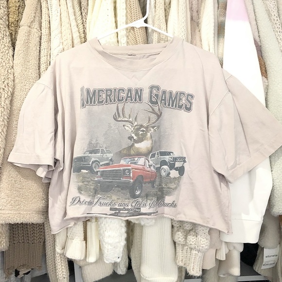 Tops - Vintage Cropped Printed T-Shirt